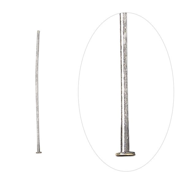 Head pin, antique silver-plated brass, 1 inch, 24 gauge. Sold per pkg of 100. image number 0
