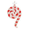 Focal, lampworked glass 1pkg1, translucent and transparent red / white / clear with copper-colored glitter, 3x1.5 inch swirl. image number 1