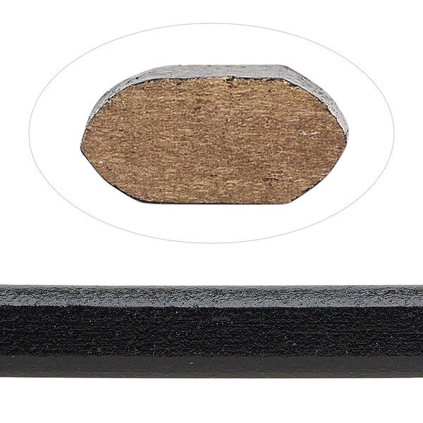 Cord, Ellada Leather™, Greek leather (dyed), black, 10x5mm oval. Sold per pkg of 1 yard. image number 0