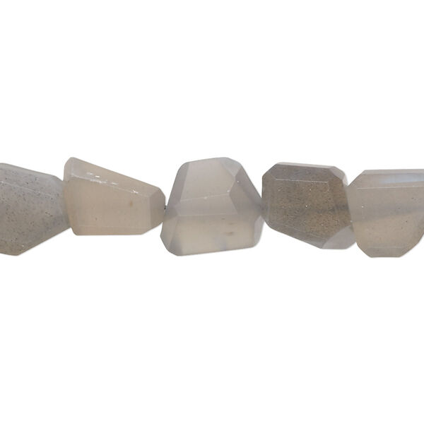 Grey moonstone 1pkg1, hand-cut faceted nugget bead natural B grade, 10 inch small image number 0
