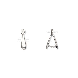 Bail, ice-pick, antique silver-plated brass, 9x2mm plain teardrop, 5mm grip length. Sold per pkg of 2.
