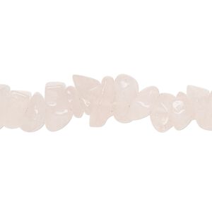 Bead, rose quartz (natural), light to medium, medium chip with 0.6-0.8mm hole, Mohs hardness 7. Sold per 34-inch strand, approximately 290-320 beads.
