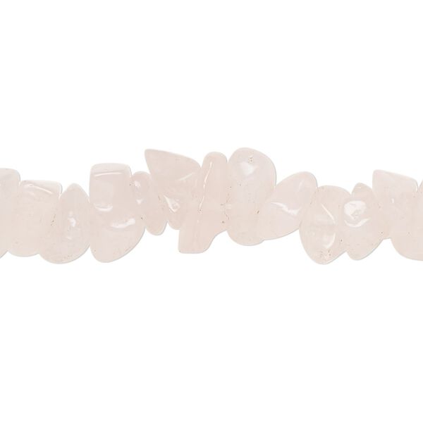 Bead, rose quartz (natural), light to medium, medium chip with 0.6-0.8mm hole, Mohs hardness 7. Sold per 34-inch strand, approximately 290-320 beads. image number 0