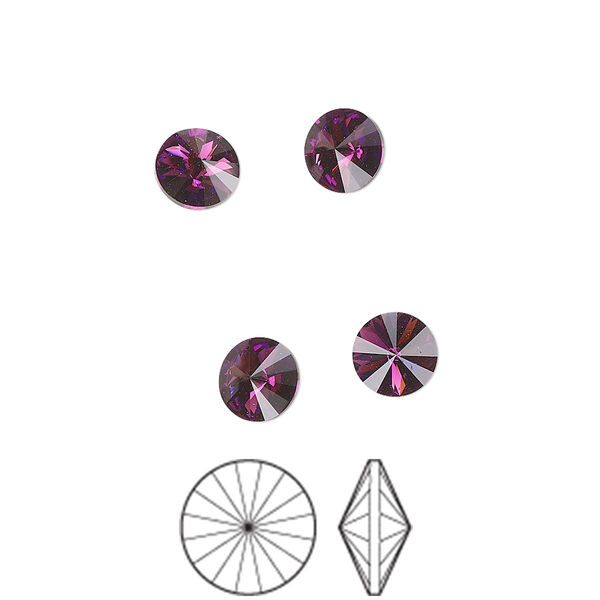 Chaton 12pk amethyst foil back, Preciosa MAXIMA Czech crystal rhinestone 6.14-6.32mm rivoli SS29 image number 0