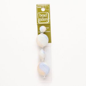 Bead 1pkg4 handblown glass, 12-25mm mixed shapes, assortment translucent white / multicolored
