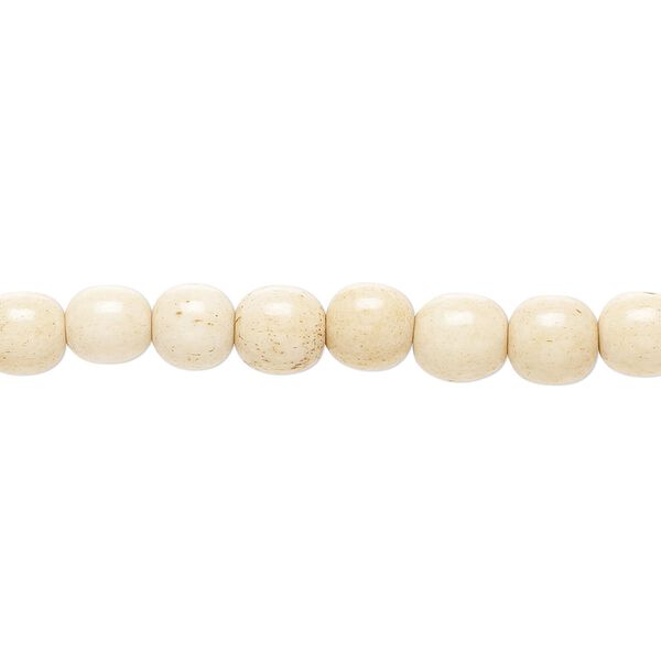 Bead, bone (dyed), antiqued brown and white, 6mm round, Mohs hardness 2-1/2. Sold per 15-1/2" to 16" strand. image number 0