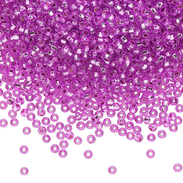 Seed bead, Preciosa Ornela Czech glass, pkg/500g, #11 rocaille, transparent silver-lined dark purple, (18228). image number 0