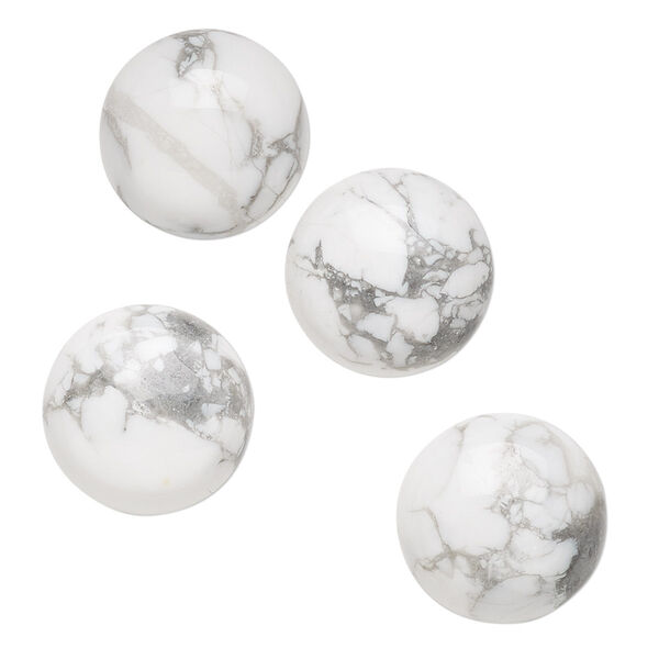 Cabochon, howlite (natural), 16mm calibrated round, B grade, Mohs hardness 3 to 3-1/2. Sold per pkg of 4. image number 0
