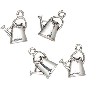 Charm, antique silver-finished "pewter" (zinc-based alloy), 16x15mm watering can. Sold per pkg of 4.