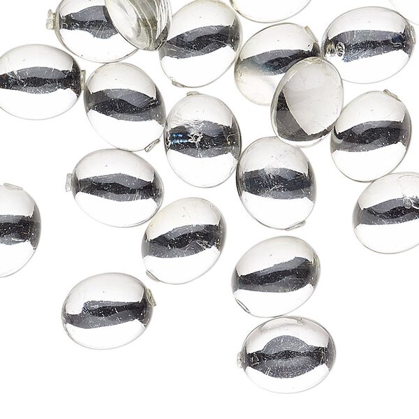 Cabochon, acrylic, transparent clear, 10x8mm non-calibrated oval. Sold per pkg of 24. image number 0