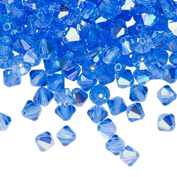 Bead 144pk sapphire glitter, Preciosa Czech crystal 5mm bicone image number 0