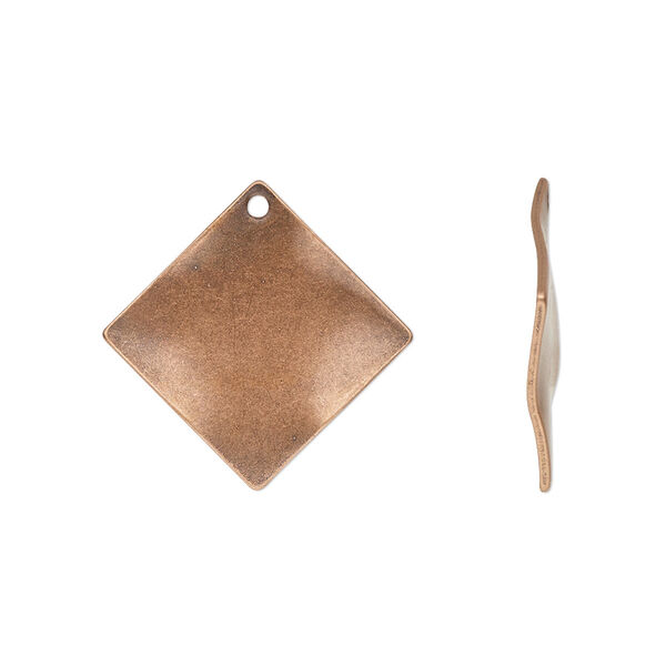 Drop, antique copper-plated steel, 20mm wavy diamond. Sold per pkg of 10. image number 0