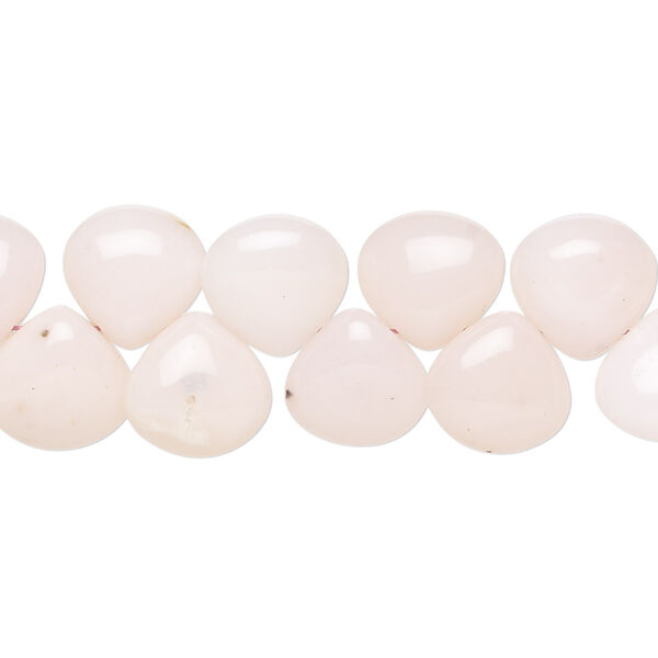Bead, pink opal (natural), 8-12mm hand-cut top-drilled puffed teardrop with 0.4-1.4mm hole, B grade, Mohs hardness 5 to 6-1/2. Sold per 8-inch strand, approximately 35 beads. image number 0