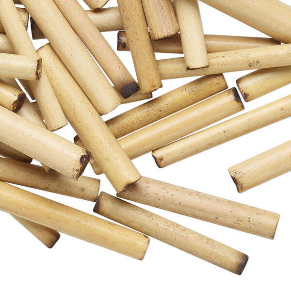 Bead, bamboo, brown and black, 24x3mm-26x5mm tube. Sold per pkg of 100. image number 0