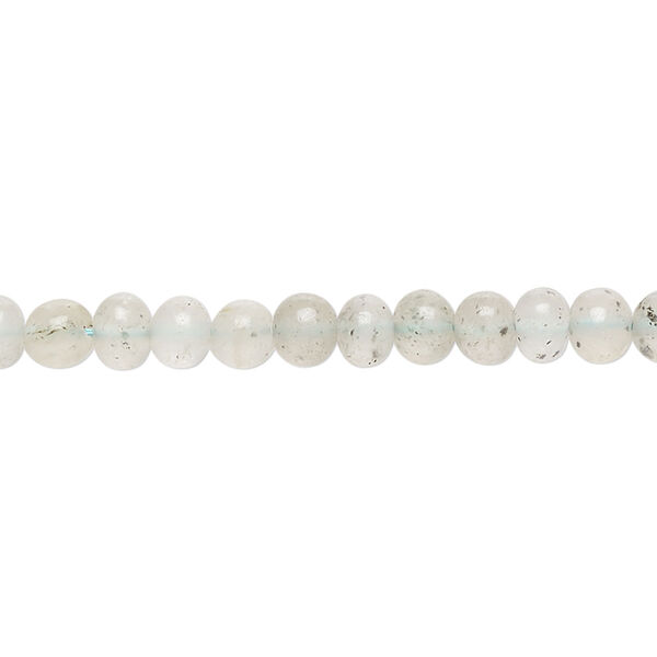 Bead, moss aquamarine (heated), light, 4x3mm-6x4mm hand-cut rondelle, C grade, Mohs hardness 7-1/2 to 8. Sold per 14-inch strand, approximately 90 beads. image number 0
