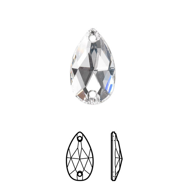 Sew-on 2pk crystal foil back, Crystal Passions® 18x10.5mm pear 3230 image number 0