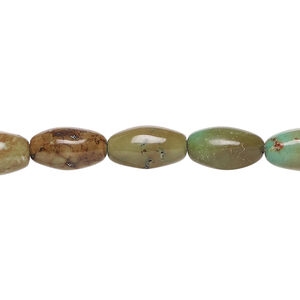 Magnesite 1pkg1, oval bead, 15 inch 11x6mm-12x7mm brown & green