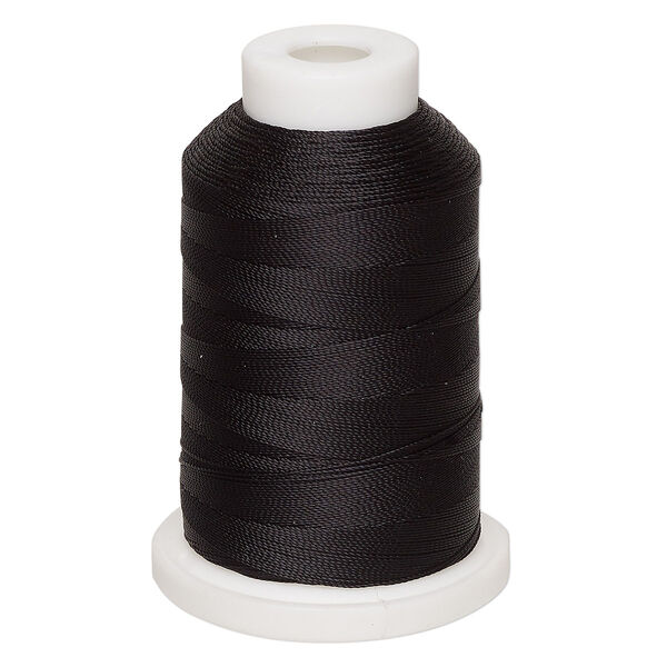Thread, nylon, black, size AA. Sold per 700-yard spool. image number 0