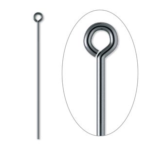 Eye pin, gunmetal-plated brass, 1-1/2 inches, 21 gauge. Sold per pkg of 500.