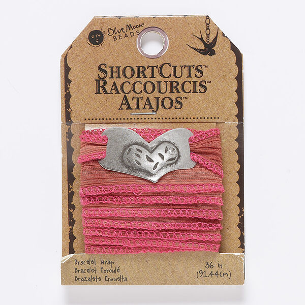 Ribbon, polyester, dark pink ombre, 7/8 inches wide with crinkle. Sold per pkg of 36 inches. image number 0