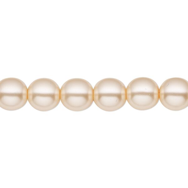 Bead, Czech pearl-coated glass druk, opaque champagne, 8mm round. Sold per 15-1/2" to 16" strand. image number 0