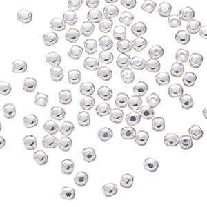 Bead, silver-plated brass, 3mm square round. Sold per pkg of 100.