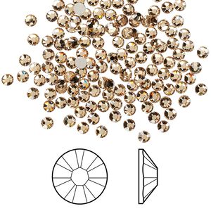 Flat back 144pk light Colorado topaz foil back, Crystal Passions® 2.5-2.7mm rose round SS9 2058