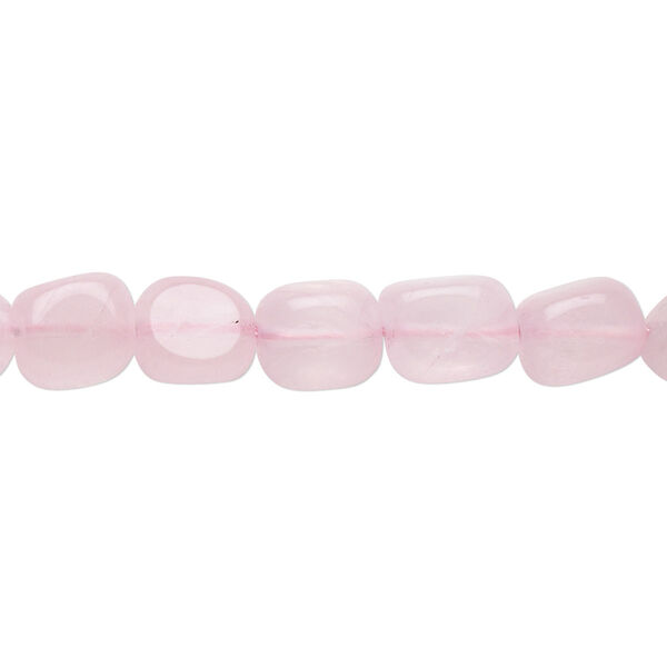 Bead, rose quartz (natural), small to medium tumbled pebble, Mohs hardness 7. Sold per 15-1/2" to 16" strand. image number 0