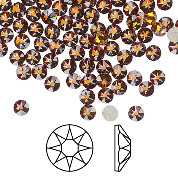 Flat back 144pk light amber foil back, Crystal Passions® 3.8-4mm rose round SS16 2088 image number 0