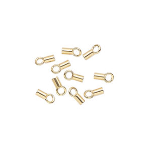 Crimp end 1pkg10 gold-plated, 3.5x2mm tube / loop / 1.5mm inside diameter, brass