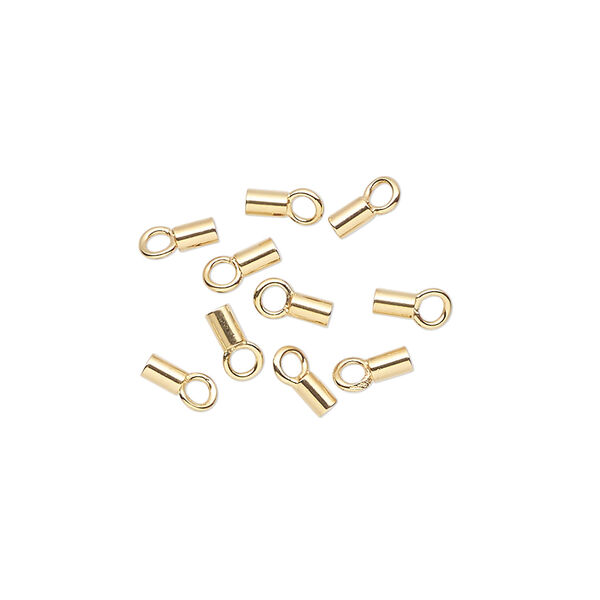 Crimp end 1pkg10 gold-plated, 3.5x2mm tube / loop / 1.5mm inside diameter, brass image number 0