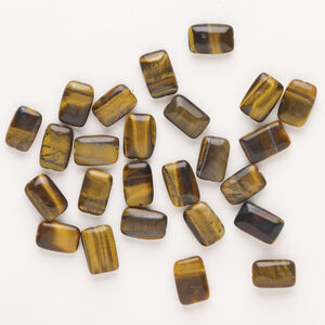 Tigereye 1pkg25, puffed rectangle bead natural 12x8mm-13x9mm