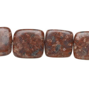 Red rhyolite 1pkg1, uneven flat square bead natural, 15 inch 11-17mm
