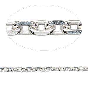 Chain 1pkg1 sterling silver cable, 2.5mm cut, 5 foot unfinished