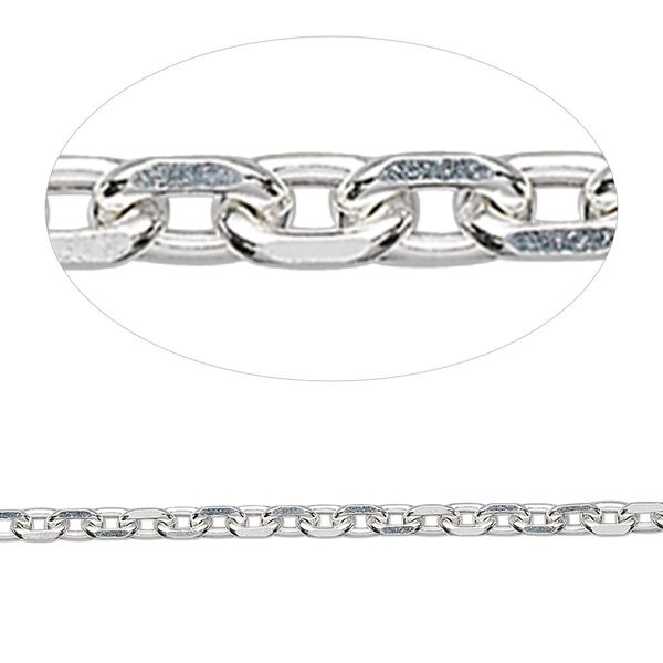 Chain, sterling silver, 2.5mm cable. Sold per 5-foot spool. image number 0
