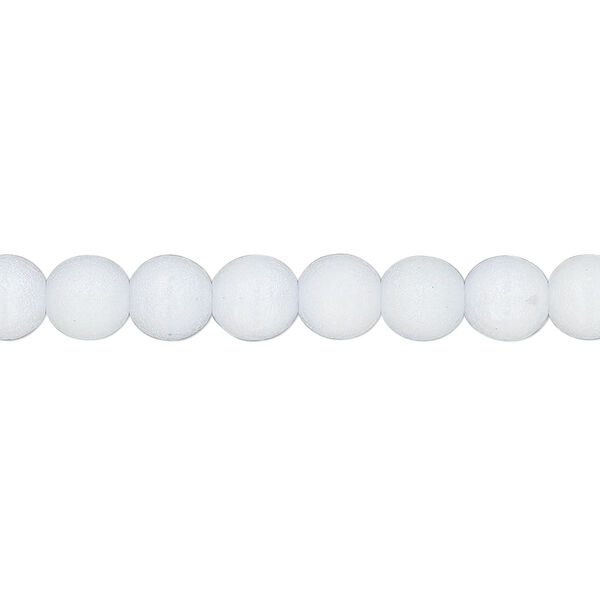 Bead, glass pearl, coated glass, light silver, 6mm textured round. Sold per 15-1/2" to 16" strand, approximately 65 beads. image number 0