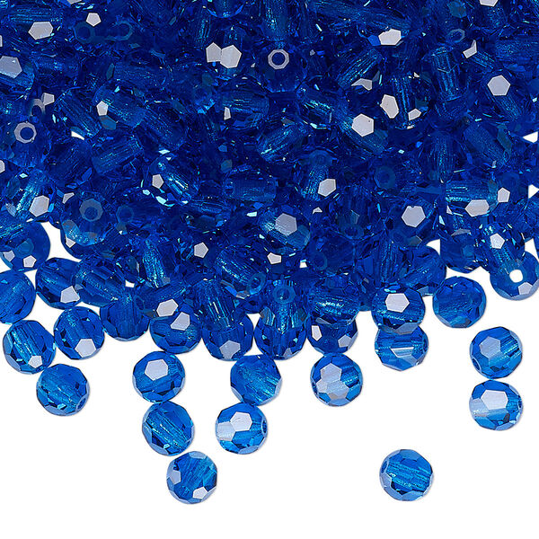 Bead 24pk Capri blue, Preciosa Czech crystal 4mm round image number 0