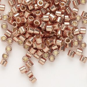 Seed bead, Delica®, glass, pkg/7.5g, #8 round, Duracoat® opaque galvanized champagne (DBL-1834).
