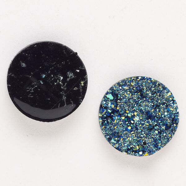 Component "druzy agate" resin 2pk 29mm round, foil back blue image number 0