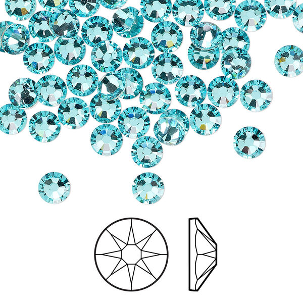 Flat back 1440pk light turquoise foil back, Swarovski® 4.6-4.8mm rose round SS20 2088 image number 0