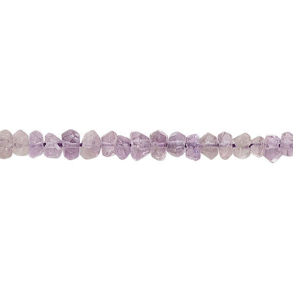 Bead, amethyst (natural), light, 3x2mm-4x3mm hand-cut faceted rondelle, D grade, Mohs hardness 7. Sold per 14-inch strand. image number 0