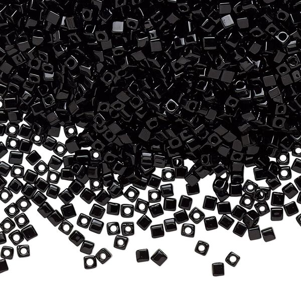 Seed bead, Miyuki, glass, pkg/250g, 1.8mm square, opaque black, (SB-401). image number 0