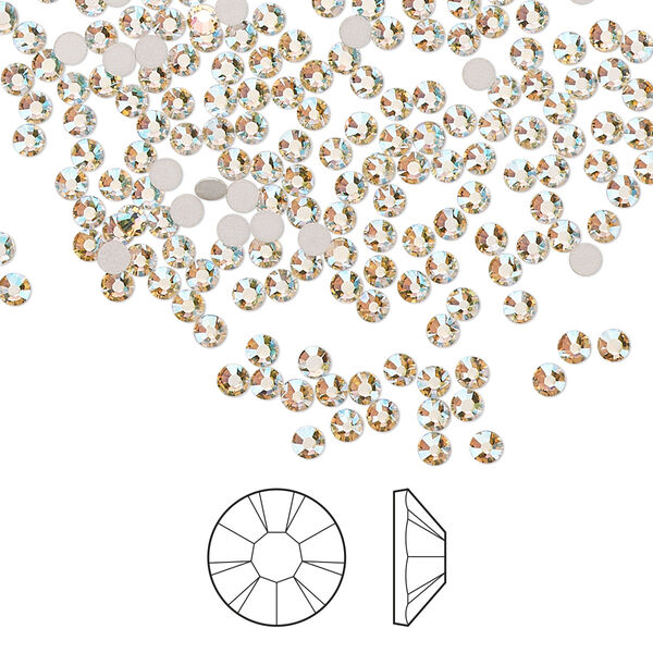 Flat back 1440pk light gold quartz AB foil back, Preciosa MAXIMA Czech crystal rhinestone 2.1-2.3mm chaton rose round SS7 image number 0