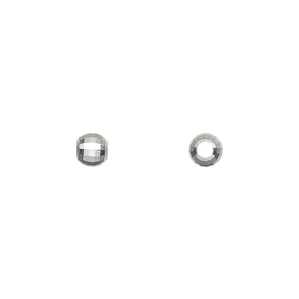 Bead, sterling silver, 5mm mirror round. Sold per pkg of 4. image number 0