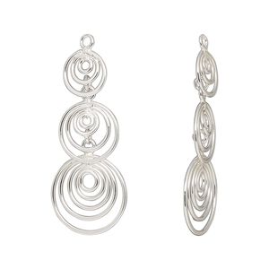 Focal, sterling silver, 30x13mm 3-tier. Sold individually.