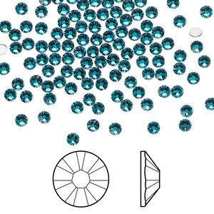 Flat back 1440pk blue zircon foil back, Swarovski® 2.5-2.7mm rose round SS9 2058