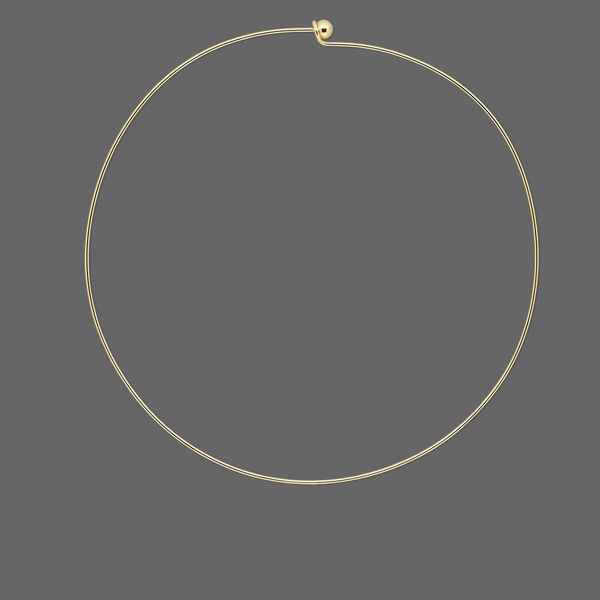 Neckwire, gold-finished brass, 1mm rigid round, 16 inches with 6mm twist-off bead end. Sold individually. image number 0