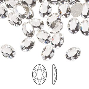 Flat back 6pk crystal foil back, Crystal Passions® 8x6mm oval 2603