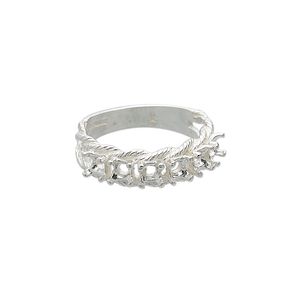 Ring, Sure-Set™, sterling silver, braided band with (6) 3.5mm 4-prong round settings, size 8. Sold individually.
