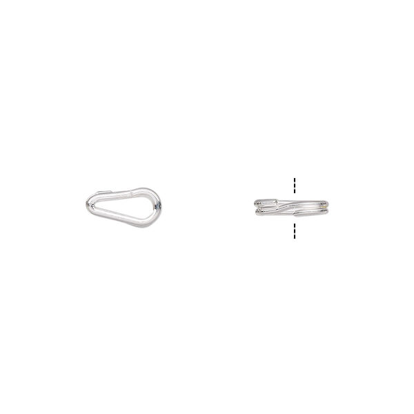 Split ring, silver-plated steel, 8x4mm teardrop with 5.5x2mm hole. Sold per pkg of 10. image number 0
